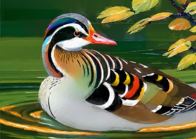 Animales: pato mandarín 1 de Josef Johann Michel