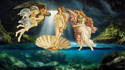 JJM-recreate_Botticelli-S_Die Geburt der Venus _bajo el agua de Josef Johann Michel