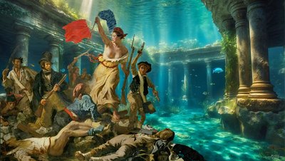 JJM-recrear_Delacroix_Libertad para el pueblo_bajo el agua de Josef Johann Michel