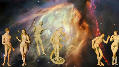 JJM-recrear: Blake-Cranach-Rubens_La tentación+JWST de Josef Johann Michel