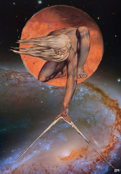 JJM-recrear: Blake-W_El Anciano de los Días+JWST de Josef Johann Michel