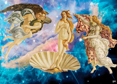 JJM-recrear: Botticelli-S_El nacimiento de Venus+JWST de Josef Johann Michel