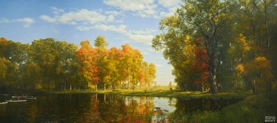 JJM recrea Bierstadt-A: Bosque otoñal de Josef Johann Michel