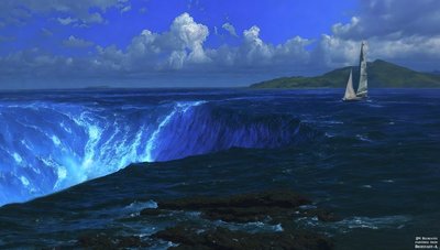 JJM recrea Bierstadt-A: Cataratas del Niágara (con velero) de Josef Johann Michel