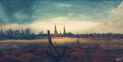 JJM recrea Friedrich-C-D: Ciudad al amanecer (rascacielos) de Josef Johann Michel