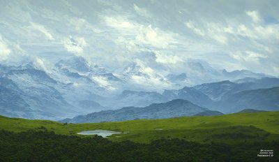 JJM recrea Friedrich-C-D: Nubes a la deriva (Panorama alpino) de Josef Johann Michel