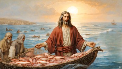 Jesús_la red se llenó de 153 peces grandes_02_E de Josef Johann Michel