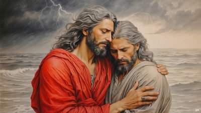 Jesús_de_Nazaret salva a Simón_Pedro_de_ahogarse_01 de Josef Johann Michel