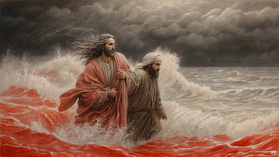 Jesús_de_Nazaret_salva_a_Simón_Pedro_de_ahogarse_03 de Josef Johann Michel