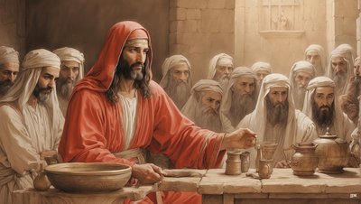 Jesús_dice a los criados_llenar las tinajas_Bodas de Canaán_02 de Josef Johann Michel