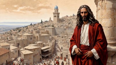 Jesús_fue colocado en el pináculo del templo por el diablo - caiga_04 de Josef Johann Michel