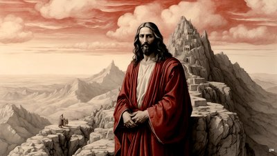 Jesús_fue mostrado todos los reinos del mundo por el diablo en una montaña-adorame_03 de Josef Johann Michel