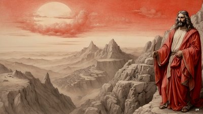 Jesús_fue mostrado todos los reinos del mundo por el diablo en una montaña-adorame_04 de Josef Johann Michel