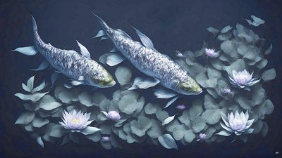 pintura a tinta: Koi-Karpfish_amethyst_01 de Josef Johann Michel