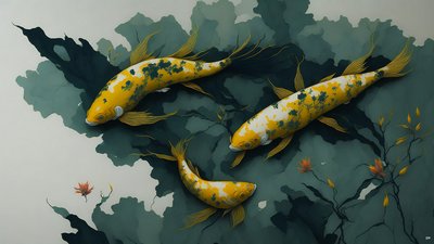 pintura a tinta: Koi-Pez Carpa_oro_01 de Josef Johann Michel