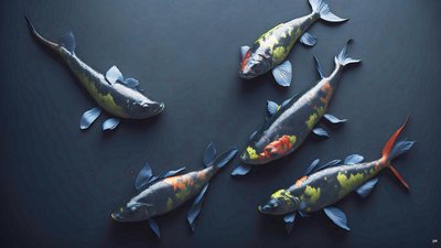 pintura a tinta: Koi-Karpfish_rainbow_02 de Josef Johann Michel