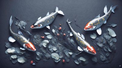 pintura a tinta: Koi-Pez Arpa_rojo_01 de Josef Johann Michel