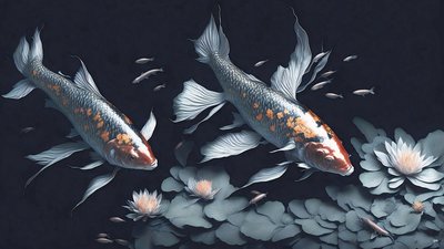 pintura a tinta: Koi-Pez Carpa_rojo_02 de Josef Johann Michel
