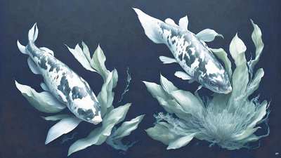 pintura a tinta: Koi-Karpfish_mármol blanco_01 de Josef Johann Michel