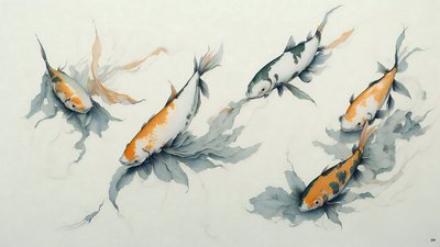 pintura a tinta: Pez carpa koi_01 de Josef Johann Michel