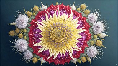 mandala: Cardo con elementos en flor_01 de Josef Johann Michel