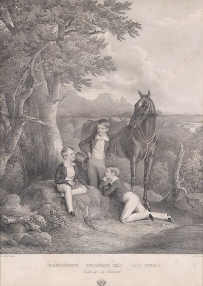Josef Kriehuber Los archiduques Francisco José - Fernando Max - Carl Luis 1844 de Josef Kriehuber
