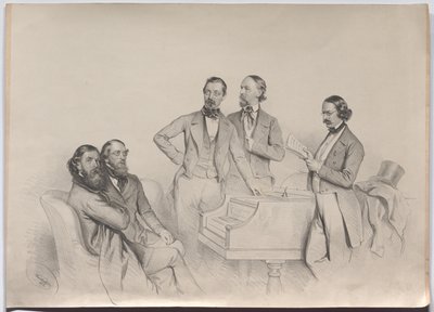 Compositores austriacos: Heinrich Proch, Franz von Suppé, Karl Binder, Anton Emil Titl, Anton Maria Storch de Josef Kriehuber