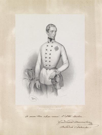 Retrato del joven Archiduque Fernando Maximiliano en uniforme de Josef Kriehuber