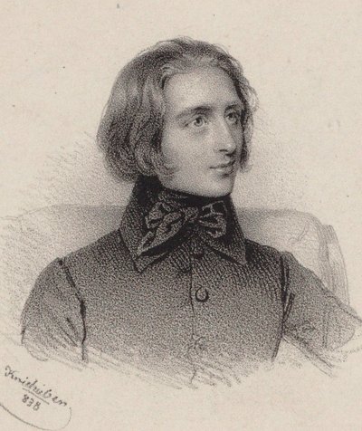 Retrato del compositor Franz Liszt, 1838 de Josef Kriehuber