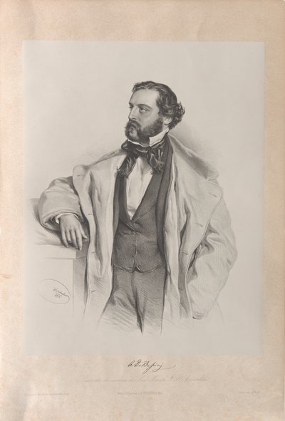 Retrato del cantante de ópera Achille De Bassini 1819-1881, 1854 de Josef Kriehuber