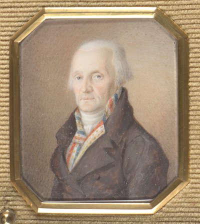Caballero mayor con chaleco azul, blanco y rojo. de Josef Lanzedelli d. Ä.