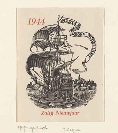 Deseo de Año Nuevo para 1944 de Mária y Phons Schellart de Josef Leysen (Jef)