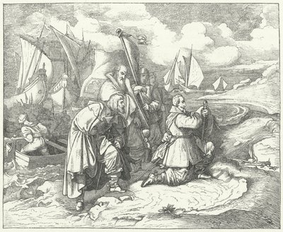 Gustavo Adolfo de Suecia desembarca en Alemania para entrar en la Guerra de los Treinta Años de Josef Mathias (after) Trenkwald