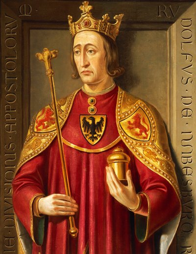 Retrato de Rodolfo de Habsburgo (1218-91), Pintura de Josef Kiss y Friedrich Mayrhofer, detalle de Josef and Mayrhofer Friedrich Kiss