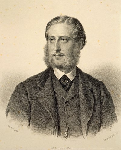Retrato de Ferdinand Bonaventura, Príncipe Kinsky. Grabado de Josef Kriehuber de Josef Nikolaus Kriehuber