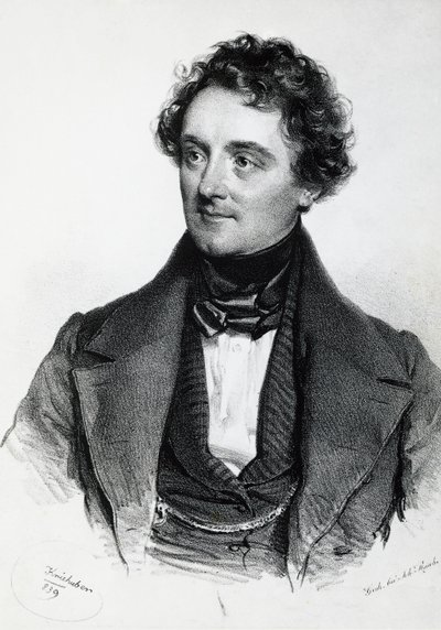 Retrato de Johann Nepomuk Eduard Ambrosius Nestroy de Josef Nikolaus Kriehuber
