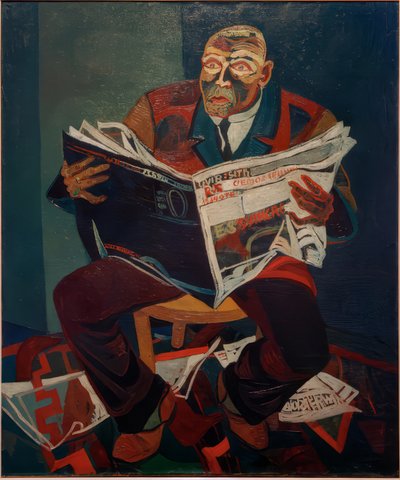Hombre leyendo el periódico de Josef Scharl