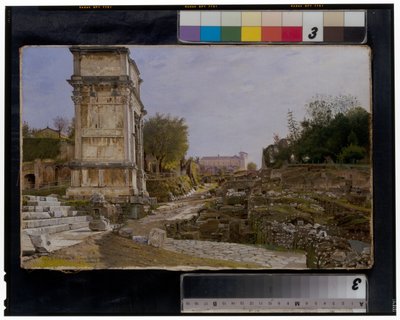 El Foro Romano con el Arco de Tito y el Coliseo de Josef Theodor Hansen