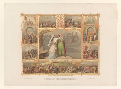 Escenas de la historia de Bohemia Gedenkblatt aus Böhmens Geschichte (título sobre el objeto) de Josef Vojtech Hellich