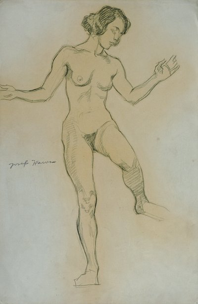 Estudio desnudo en pose de baile de Josef Wawra