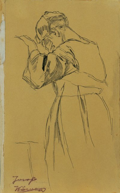 figura femenina arrodillada de Josef Wawra