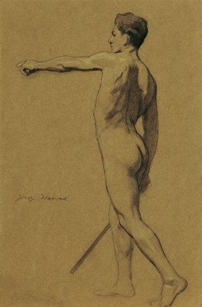 Desnudo masculino de pie de Josef Wawra