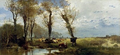 Paisaje con una manada de ganado de Josef Wenglein