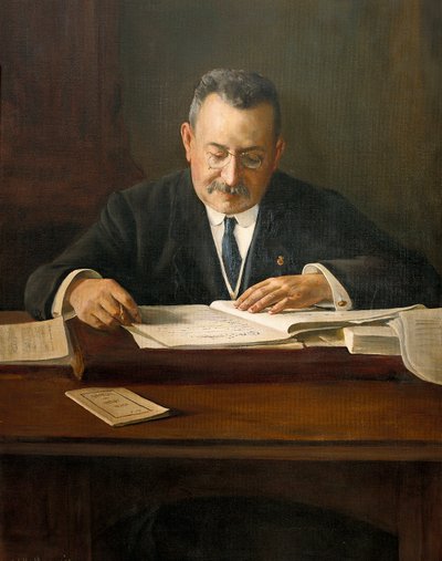Retrato de Enric Prat de la Riba (1870-1917), político nacionalista catalán, siglo XX (pintura) de Josep Maria Marquès i Puig