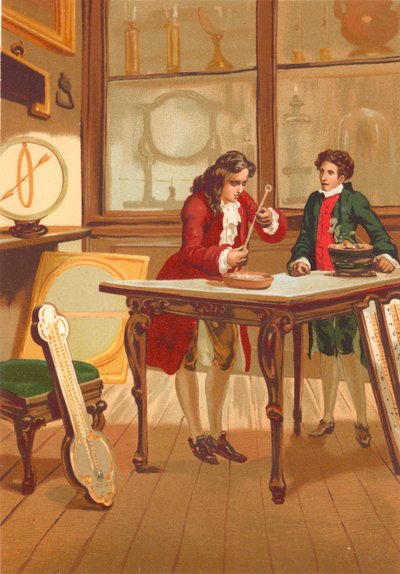 René Antoine Ferchault de Réaumur construyendo el termómetro de Josep or Jose Planella Coromina