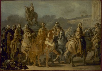 Inauguración de la estatua de Luis XV, en la plaza del mismo nombre, por el Ayuntamiento de París, 20 de junio de Joseph Marie the Elder Vien