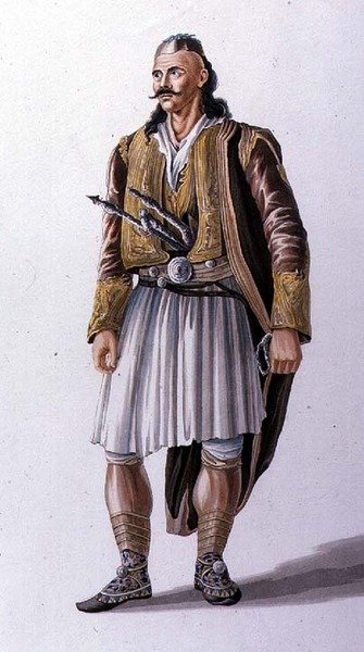 Capitán de los albaneses suliotes, ilustración del Canto II de 