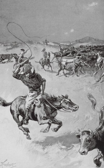 Ganadería en Queensland (litografía) de Joseph (after) Finnemore