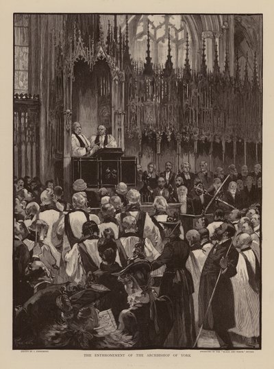 Entronización del arzobispo de York (grabado) de Joseph (after) Finnemore