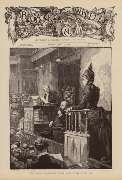 La Sra. Arthur Wilson declara durante el juicio del escándalo Baccarat (grabado) de Joseph (after) Finnemore